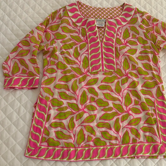 Gretchen Scott Designs Pink and Green Leaf Tunic - Picture 3 of 5